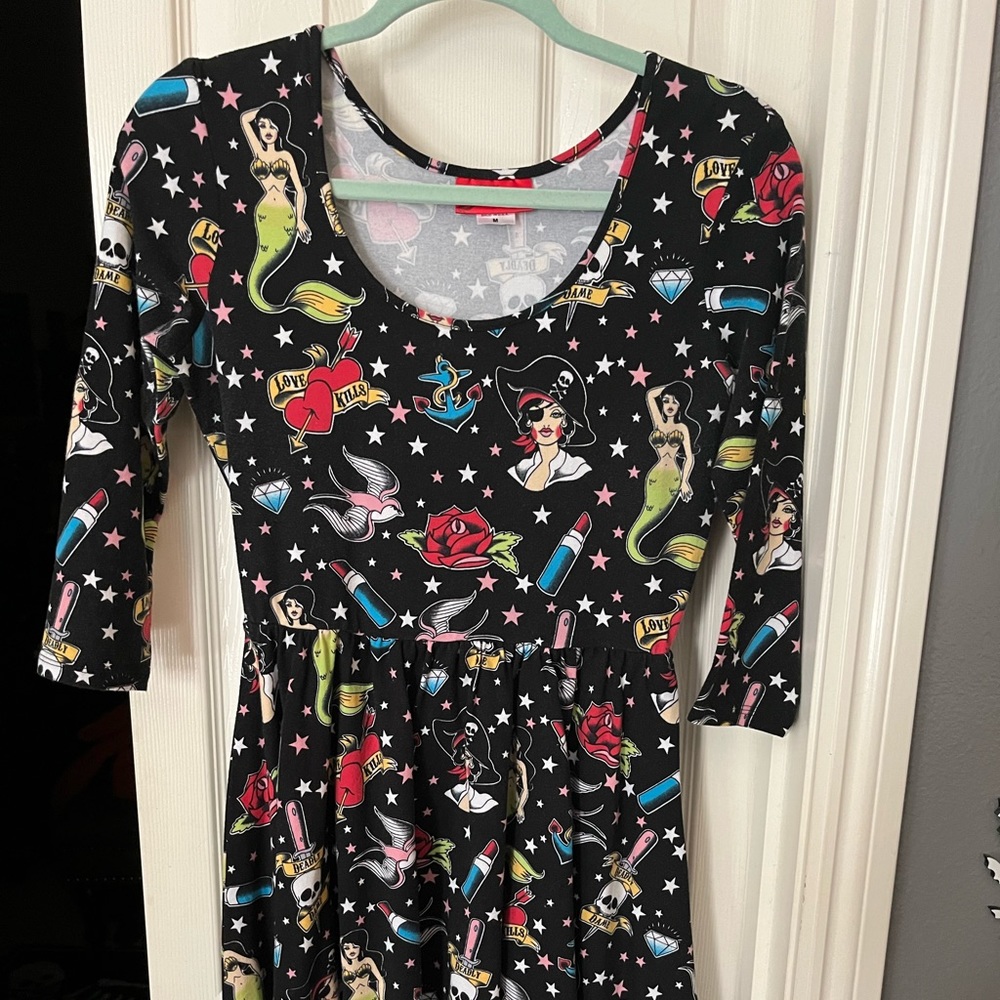 Deadly dames vixen tattoo print hotrod hunny dress M
